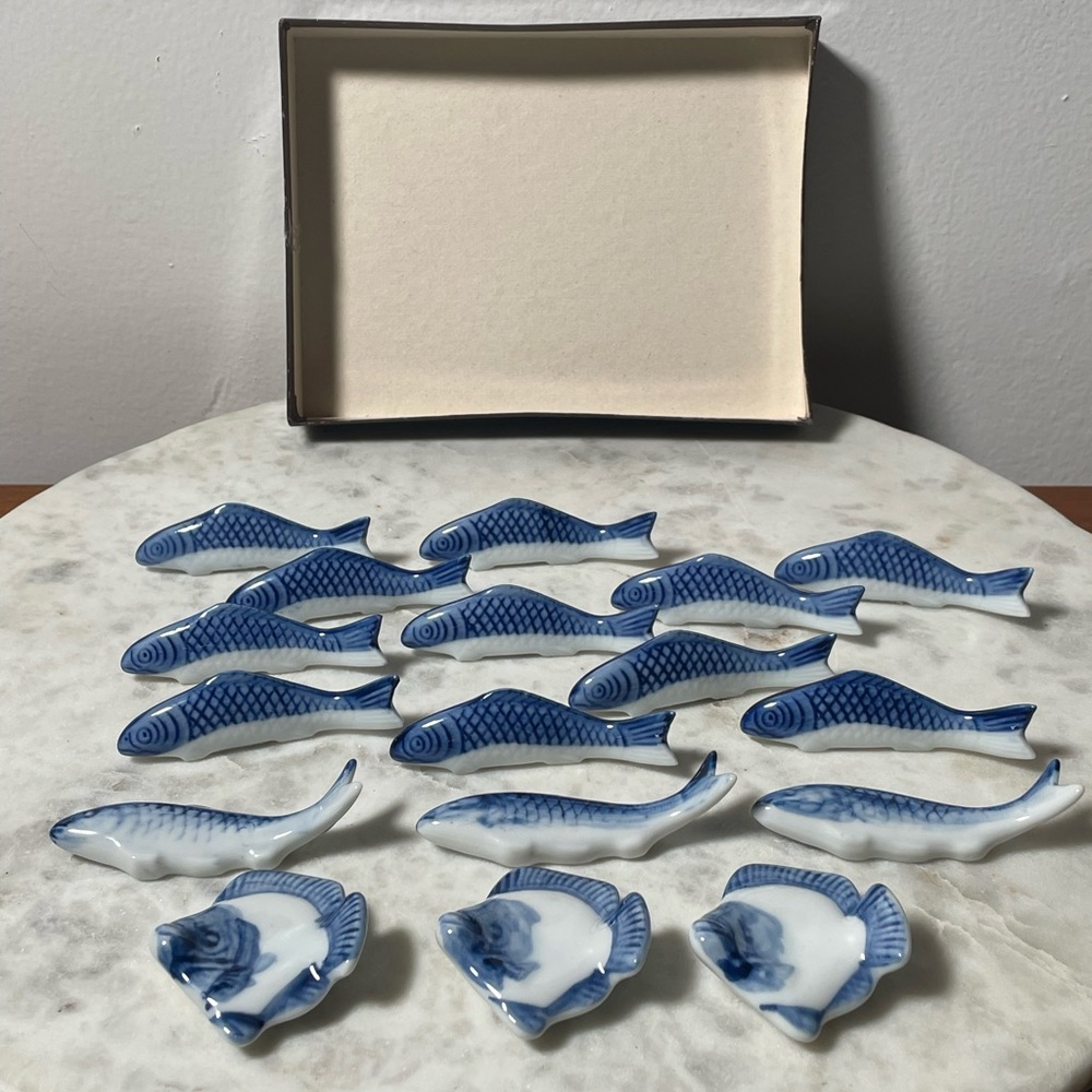 Vintage Porcelain Fish Chopstick Rests - 3 Designs 17 Fish Total - Made in Japan